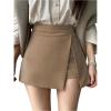image:imageGORGLITTER Womens Asymmetrical Wrap Mini Skirts Skort Faldas Fall Casual High Waist Going Out Skort Skirt with ShortsSolid Khaki