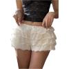 image:imageGORGLITTER Womens Bow Ruffle Bloomer Shorts Lace Cute Frilly Puffy Going Out Lolita Micro Mini ShortsBeige