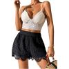 image:imageGORGLITTER Womens Crochet Lace Boho Shorts Floral Guipure High Waisted Scallop Hem Summer Beach ShortsBlack