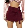 image:imageGORGLITTER Womens High Waisted Wrap Mini Skort Dressy Business Casual Summer Fold Over O Ring Work Formal Skirt ShortsBurgundy