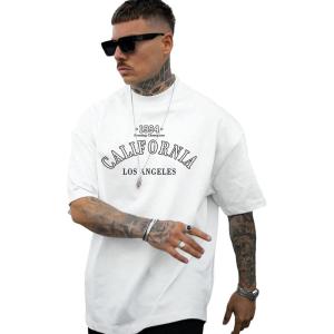 image:imageGORGLITTER Mens Crewneck T Shirt Letter Graphic Short Sleeve Casual Drop Shoulder Oversized TeeWhite
