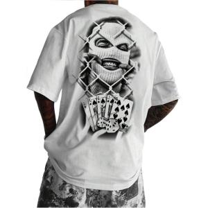 image:imageGORGLITTER Mens Graphic Tees Y2k Short Sleeve Crew Neck Gothic Oversized TshirtsWhite