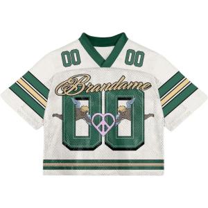 image:imageGORGLITTER Mens Leopard Jersey Shirt Graphic Mesh Short Sleeve V Neck Streetwear TopsWhite and Green