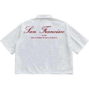 image:imageGORGLITTER Mens Letter Graphic Boxy Cropped Shirt Button Down Short Sleeve Loose Fit Streetwear Tops Y2KWhite