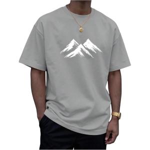 image:imageGORGLITTER Mens Mountain Graphic Tees Short Sleeve Crewneck TShirts Streetwear ShirtGrey