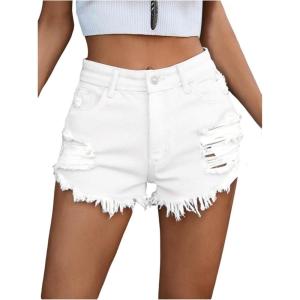 image:imageGORGLITTER Womens Y2k Jean Denim Shorts Jorts High Waisted Ripped Distressed Summer Trendy Western Cowgirl OutfitsWhite
