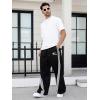 image:imageGORGLITTER Mens Baggy Wide Leg Sweatpants Y2K Striped Side Drawstring Waist Barrel Track Pants with PocketsBlack