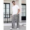 image:imageGORGLITTER Mens Baggy Wide Leg Sweatpants Y2K Striped Side Drawstring Waist Barrel Track Pants with PocketsLight Grey