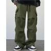 image:imageGORGLITTER Mens Cargo Baggy Sweatpants Drawstring Elastic Waist Wide Leg SweatpantsArmy Green