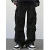 image:imageGORGLITTER Mens Cargo Baggy Sweatpants Drawstring Elastic Waist Wide Leg SweatpantsBlack