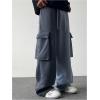 image:imageGORGLITTER Mens Cargo Baggy Sweatpants Drawstring Elastic Waist Wide Leg SweatpantsDark Grey Solid