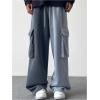 image:imageGORGLITTER Mens Cargo Baggy Sweatpants Drawstring Elastic Waist Wide Leg SweatpantsDark Grey Solid