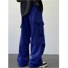 image:imageGORGLITTER Mens Cargo Baggy Sweatpants Drawstring Elastic Waist Wide Leg SweatpantsRoyal Blue