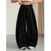 image:imageGORGLITTER Womens Baggy Dress Pant Low Rise Pleated Barrel Cargo Oversized Wide Leg Business Casual TrousersBlack 01