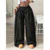 image:imageGORGLITTER Womens Baggy Dress Pant Low Rise Pleated Barrel Cargo Oversized Wide Leg Business Casual TrousersBlack Striped