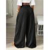 image:imageGORGLITTER Womens Baggy Dress Pant Low Rise Pleated Barrel Cargo Oversized Wide Leg Business Casual TrousersBlack Striped