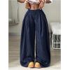 image:imageGORGLITTER Womens Baggy Dress Pant Low Rise Pleated Barrel Cargo Oversized Wide Leg Business Casual TrousersBlue