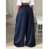 image:imageGORGLITTER Womens Baggy Dress Pant Low Rise Pleated Barrel Cargo Oversized Wide Leg Business Casual TrousersBlue