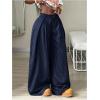 image:imageGORGLITTER Womens Baggy Dress Pant Low Rise Pleated Barrel Cargo Oversized Wide Leg Business Casual TrousersBlue