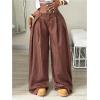 image:imageGORGLITTER Womens Baggy Dress Pant Low Rise Pleated Barrel Cargo Oversized Wide Leg Business Casual TrousersBrown