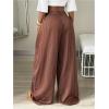 image:imageGORGLITTER Womens Baggy Dress Pant Low Rise Pleated Barrel Cargo Oversized Wide Leg Business Casual TrousersBrown