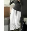 image:imageGORGLITTER Womens Baggy Sweatpants Y2K Drawstring High Waisted Loose Long Pants with PocketsWhite
