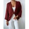 image:imageGORGLITTER Womens Bat Wing Wrap Tops Cropped Light Weight Oversized Sweater V Neck Pullover Knit Top Teacher OutfitsRed