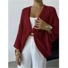 image:imageGORGLITTER Womens Bat Wing Wrap Tops Cropped Light Weight Oversized Sweater V Neck Pullover Knit Top Teacher OutfitsRed