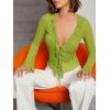 image:imageGORGLITTER Womens Bell Sleeve Tie Front Mesh Tops Sheer Cardigan Ruffle Going Out Concert Western Vintage Blouse ShirtGreen