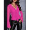 image:imageGORGLITTER Womens Bell Sleeve Tie Front Mesh Tops Sheer Cardigan Ruffle Going Out Concert Western Vintage Blouse ShirtPink