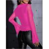 image:imageGORGLITTER Womens Bell Sleeve Tie Front Mesh Tops Sheer Cardigan Ruffle Going Out Concert Western Vintage Blouse ShirtPink