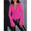 image:imageGORGLITTER Womens Bell Sleeve Tie Front Mesh Tops Sheer Cardigan Ruffle Going Out Concert Western Vintage Blouse ShirtPink