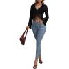 image:imageGORGLITTER Womens Bell Sleeve Tie Front Y2K Tops Classy Cute Sheer Going Out Gothic Concert Mesh Long Sleeve Crop TopsBlack