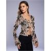 image:imageGORGLITTER Womens Bell Sleeve Tie Front Y2K Tops Classy Cute Sheer Going Out Gothic Concert Mesh Long Sleeve Crop TopsNude