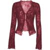 image:imageGORGLITTER Womens Bell Sleeve Tie Front Y2K Tops Classy Cute Sheer Going Out Gothic Concert Mesh Long Sleeve Crop TopsRed Floral