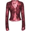 image:imageGORGLITTER Womens Bell Sleeve Tie Front Y2K Tops Classy Cute Sheer Going Out Gothic Concert Mesh Long Sleeve Crop TopsRed Floral