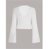 image:imageGORGLITTER Womens Bell Sleeve Tie Front Y2K Tops Classy Cute Sheer Going Out Gothic Concert Mesh Long Sleeve Crop TopsWhite