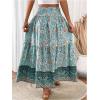 image:imageGORGLITTER Womens Boho Floral Flowy Maxi Skirt Summer Beach Ruffle Tiered High Waisted A Line Long SkirtsGreen