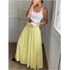 image:imageGORGLITTER Womens Boho Flowy Maxi Long Skirt Summer Beach Cruise Vacation Trendy High Waist Flared A Line Skirts 2026Yellow