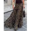 image:imageGORGLITTER Womens Boho Maxi Skirts Paisley Vintage Low Rise Ruffle Asymmetrical Hem Beach Vacation Hippie Maxi SkirtBrown