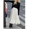 image:imageGORGLITTER Womens Bubble Satin Long Skirt Low Waist Ruffle Pleated A Line Puffy Party Balloon SkirtsBeige