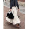 image:imageGORGLITTER Womens Bubble Satin Long Skirt Low Waist Ruffle Pleated A Line Puffy Party Balloon SkirtsBeige