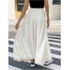 image:imageGORGLITTER Womens Bubble Satin Long Skirt Low Waist Ruffle Pleated A Line Puffy Party Balloon SkirtsBeige