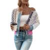 image:imageGORGLITTER Womens Button Up Colorful Cropped Cardigan Fall Clothes Cute Trendy 2025 Knit Tweed Sweater JacketBlue Multi B