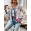 image:imageGORGLITTER Womens Button Up Colorful Cropped Cardigan Fall Clothes Cute Trendy 2025 Knit Tweed Sweater JacketBlue Multi B