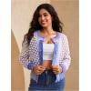 image:imageGORGLITTER Womens Button Up Colorful Cropped Cardigan Fall Clothes Cute Trendy 2025 Knit Tweed Sweater JacketBlue Multi a