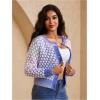 image:imageGORGLITTER Womens Button Up Colorful Cropped Cardigan Fall Clothes Cute Trendy 2025 Knit Tweed Sweater JacketBlue Multi a