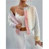 image:imageGORGLITTER Womens Button Up Colorful Cropped Cardigan Fall Clothes Cute Trendy 2025 Knit Tweed Sweater JacketMulticolor Blue and Pink