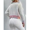 image:imageGORGLITTER Womens Button Up Colorful Cropped Cardigan Fall Clothes Cute Trendy 2025 Knit Tweed Sweater JacketMulticolor Blue and Pink