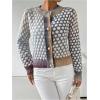 image:imageGORGLITTER Womens Button Up Colorful Cropped Cardigan Fall Clothes Cute Trendy 2025 Knit Tweed Sweater JacketMulticolor Purple B